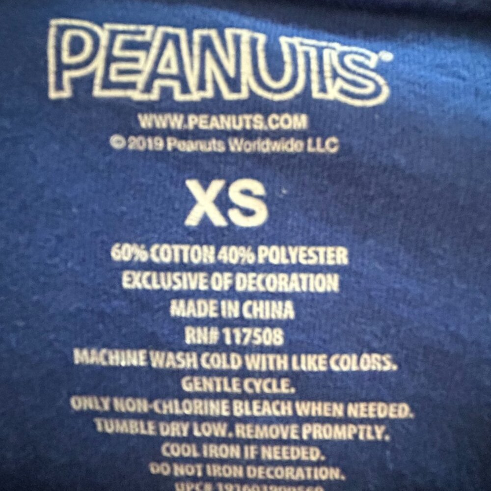 PEANUTS Joe Cool spellout Snoopy blue t-shirt (XS) - Picture 6 of 6